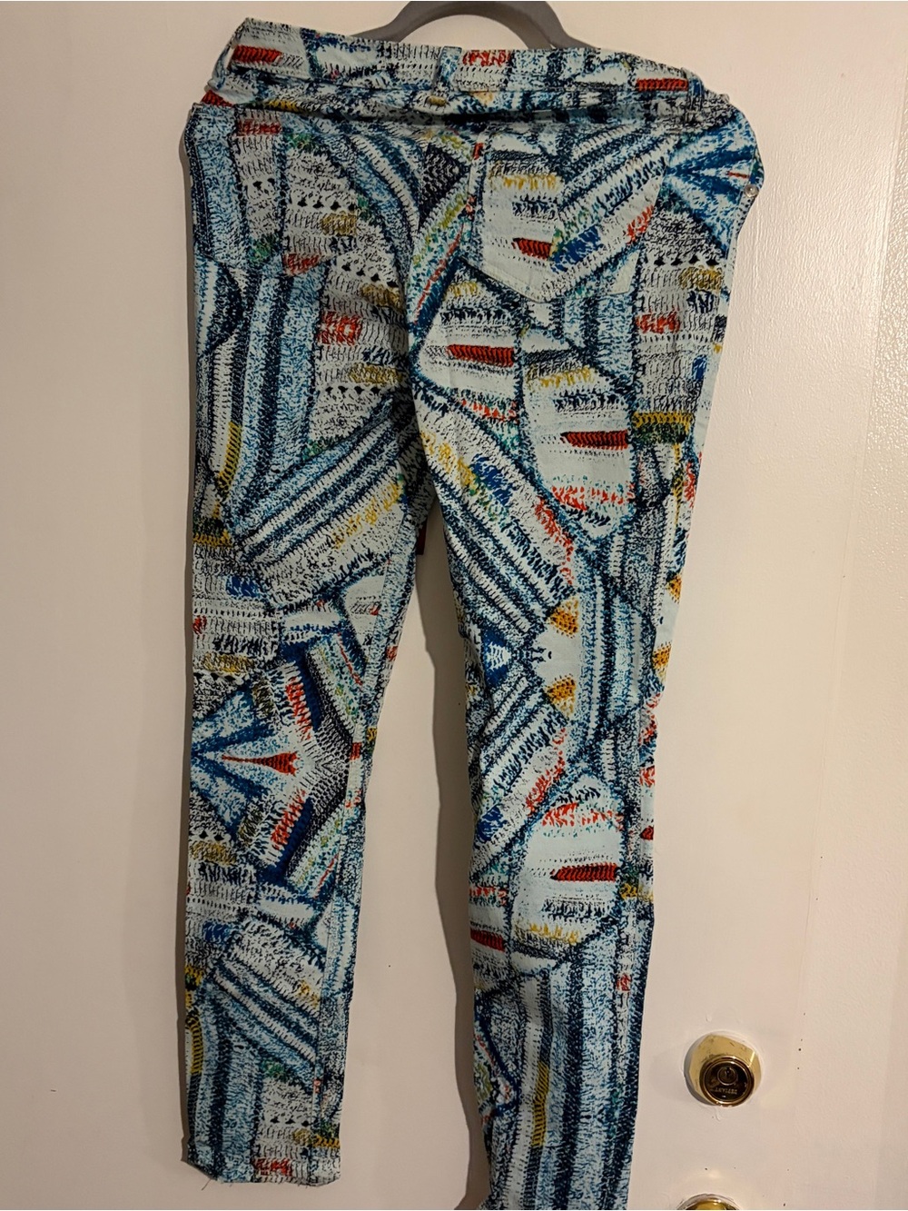 WomPrinted Blue Geometric Leggings